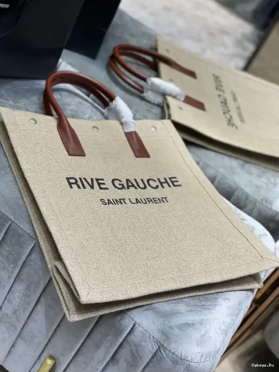 S RIVE SHOPPING GAUCHE IN AND LINEN YSL N BAG COTTON 0624
